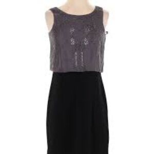 Suzi Chin for Maggy Boutique Gray and Black Midi Dress